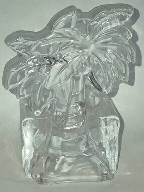 Studio Crystal Clear Glass Palm Tree Tealight Candle Holder Tropical Decor NEW